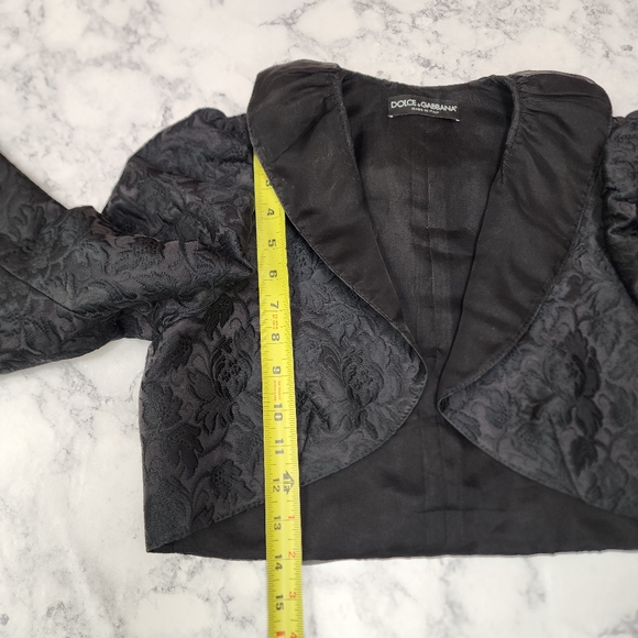 Dolce & Gabbana Black Jacquard Ruffled Bolero Jacket & Ruffle Shorts Set - Picture 5 of 15